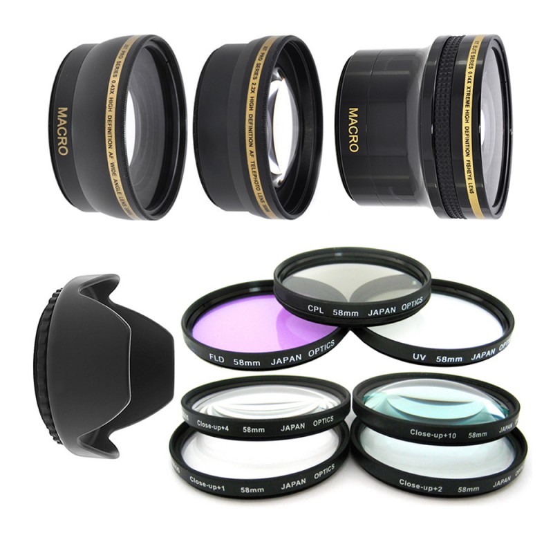 VIVITAR/XIT 58mm Filter & Macro Lens Kit For Canon EOS Rebel T3 T3i T4 T5 – UV CPL FLD, USB Reader