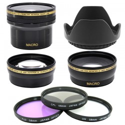 Kit 58MM UV CPL FLD Fish Eye Telephoto Grand Angle