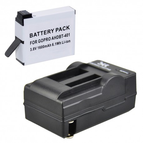 Chargeur pour GoPro. AHDBT-401 + Batterie Li-Ion 